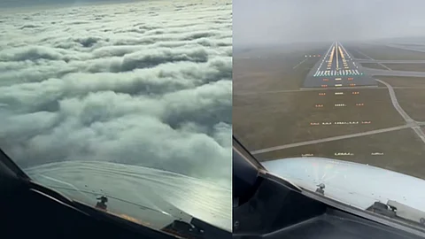 Pilot shared cockpit view of landing