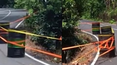 Crack on the road at Chembankuzhi on Neryamangalam-Neendapara road