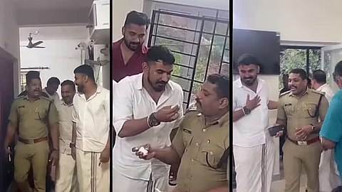 youth congress celebrates kerala police inspector birthday at koduvally station