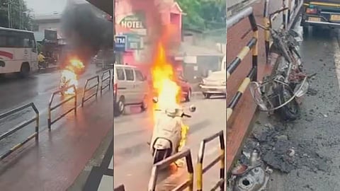 thrissur scooter fire accident