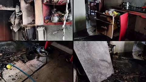 refrigerator explodes at rented home in kariyavattom kitchen gutted in fire