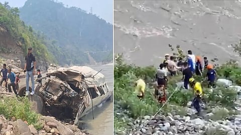 bus falls into alakananda river uttarakhand one death