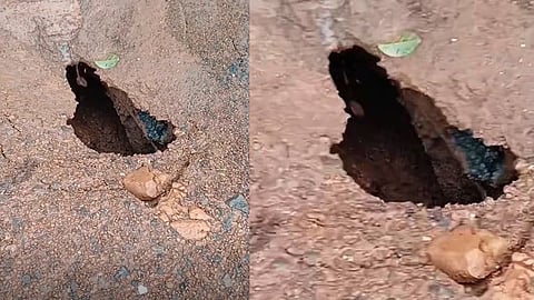 4-foot crater formed ata kasargod NH66