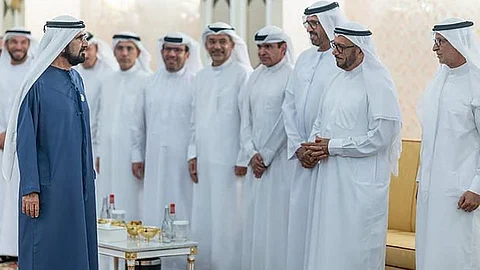Dubai Ruler Sheikh Mohammed receives dignitaries at Union House