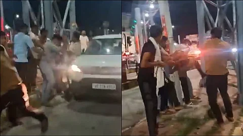 army official beaten and Pinned To Pole by toll booth staff