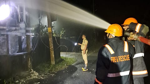 transformer catches fire