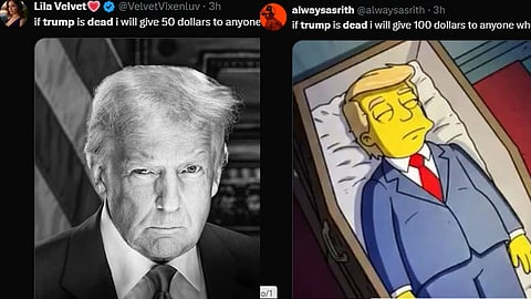 Trump is dead trending in X, us president health issues