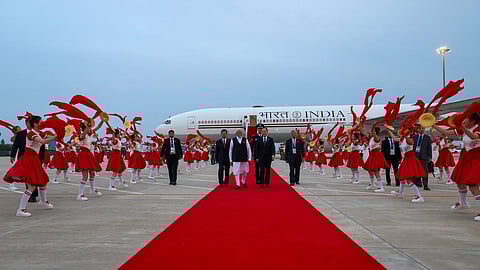 Prime Minister Narendra Mdi arrives in Tianjin, China, on August 30, 2025