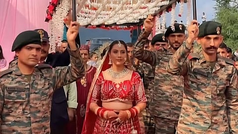 soldiers stand by martyr's family on sisters wedding