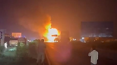 massive blasts after tanker hits lpg truck on jaipur ajmer highway one killed