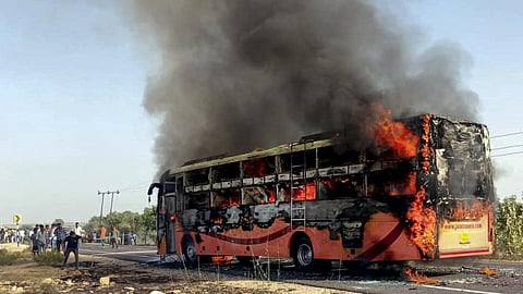 Rajasthan bus catching fire 20 death