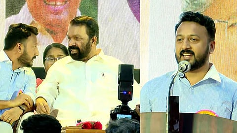 Rahul Mamkootathil mla shared stage with ministers at state school science fair