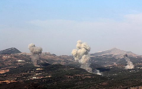 Smoke rises following an Israeli attack on the outskirts of the southern Lebanese village of Qatrani, near Jessin, on November 10, 2025