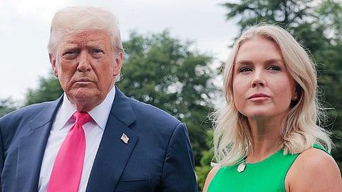 Lips like machine gun, trump praises press secretory