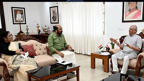 ministers p.rajeev and r. bindhu meets governor