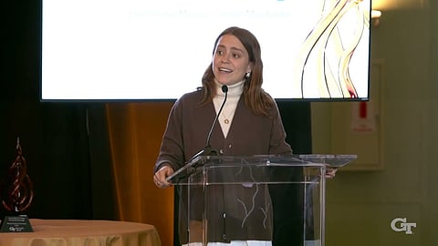 Maria's daughter Ana Corina Sosa speaks after receiving the Nobel Prize