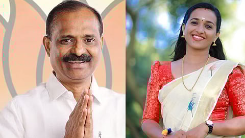 v.v. rajesh mayor candidate and g.s. ashanath deputy mayor candidate in thiruvananthapuram corporation