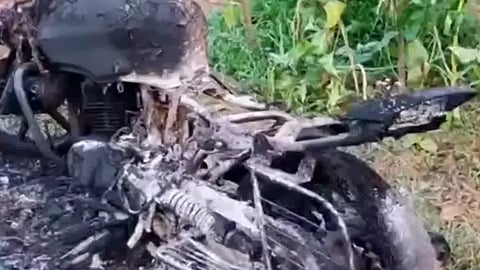 A protest in support of V. Kunhikrishnan in Payyannur resulted in the burning of a man's bike