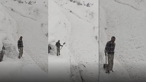 video of river of snow in Himachal village