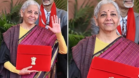 nirmala sitharaman dressed kanjeevaram saree in budget day