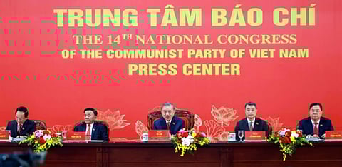 General Secretary Tho Lam announces a strategic trade policy at the conclusion of the 14th Party Congress of the Communist Party of Vietnam.