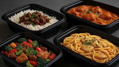 Black plastic containers used for food distribution are dangerous