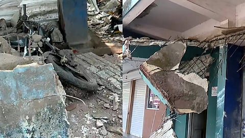Sunshade of a 60-year-old building that collapsed in Valiyangadi