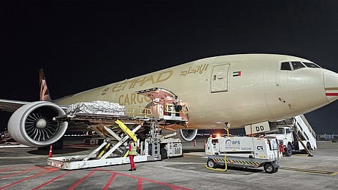 Etihad flight carrying food items to UAE