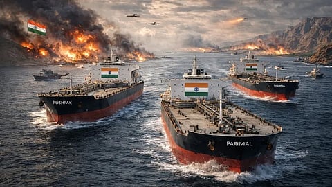 Indian ships Pushpak and Parimal
