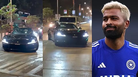Hardik Pandya's Ferrari Struggles to Cross Speed Breaker