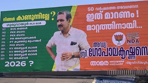 bjp candidate b gopalakrishnan with controversial flux in guruvayur