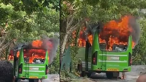 kozhikode city bus caught fire