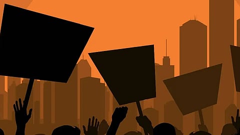 protest over not getting money for voting