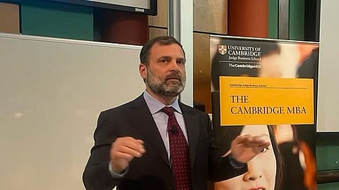 Indian democracy under attack, politicians under surveillance: Rahul at Cambridge Univ lecture