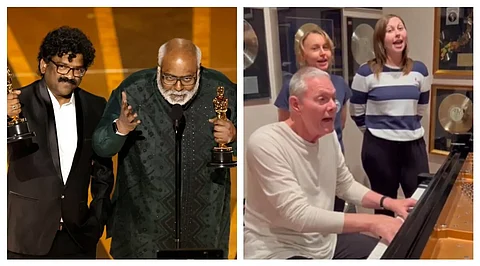 Richard Carpenter plays 'Top of the World' for Oscar winners MM Keeravaani, Chandrabose