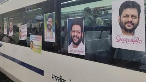 Posters of Congress MP appear on Vande Bharat Express when train reached Shoranur