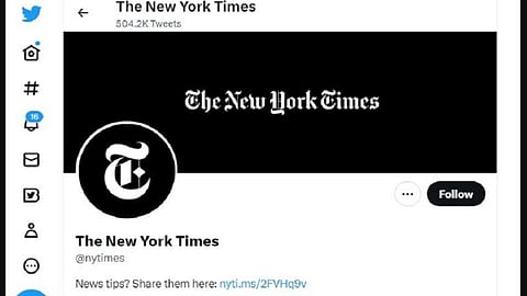 Twitter pulls check mark from main New York Times account