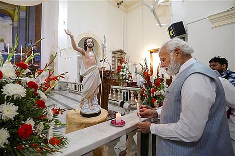 PM Modi visits Delhi church on Easter