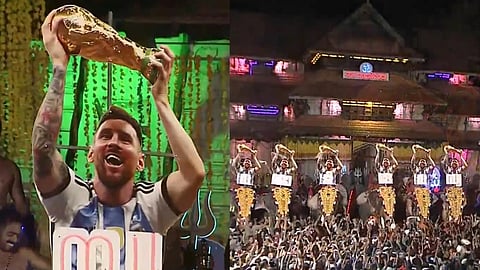 Iconic Thrissur Pooram held in full grandeur, Messi featured during 'Kudamattam'