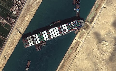 Hong Kong-flagged vessel briefly runs aground in Egypt's vital Suez Canal, later refloated