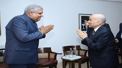 VP Dhankhar discusses issues like capacity building, defence, parliamentary cooperation with Cambodian king