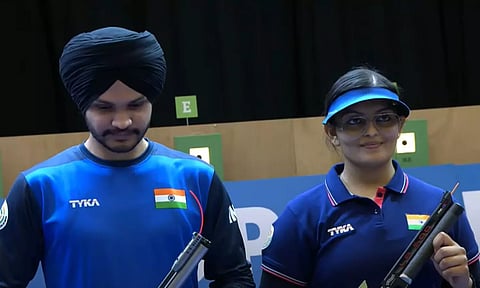 India's Divya and Sarabjot win mixed team pistol gold at Baku World Cup