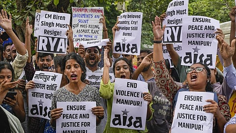 Protesters in Delhi demand an end to violence in Manipur