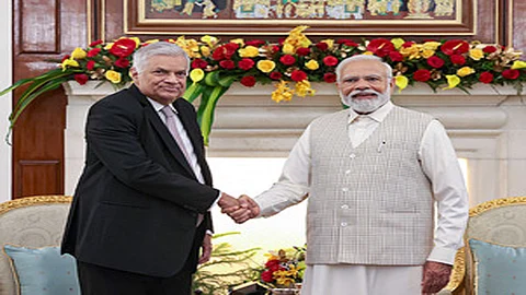 Sri Lankan President Ranil Wickremesinghe and PM Narendra Modi