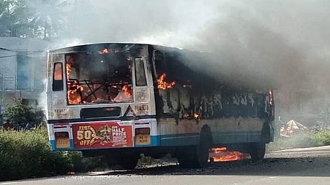 KSRTC bus caught fire in Thiruvananthapuram