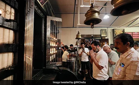 Rahul Gandhi offers prayer at Kottakkal Sri Viswambhara temple
