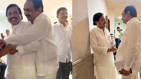 NCP split: Jayant Patil, Tatkare hug each other in Maharashtra legislature complex; chat cordially