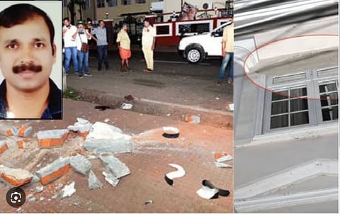 Man dies after sunshade of old municipality shopping complex in Kottayam falls on him