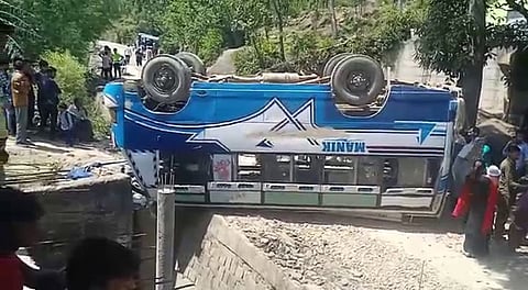 Minibus turns turtle in J-K's Udhampur; 13 injured