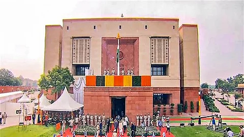 Flag hoisting at the New Parliament building